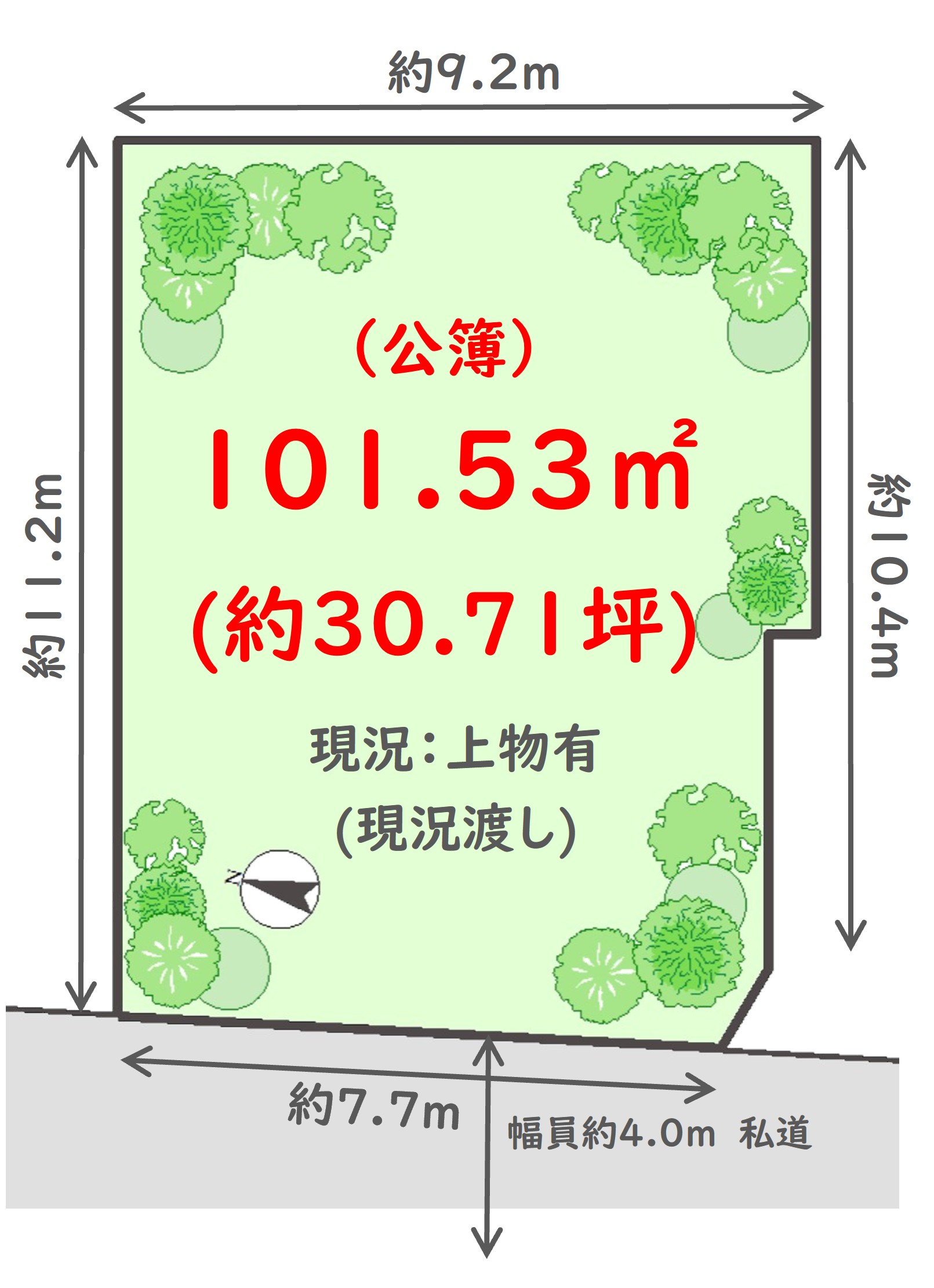 ■101.53平米　約30.71坪　駅近売地